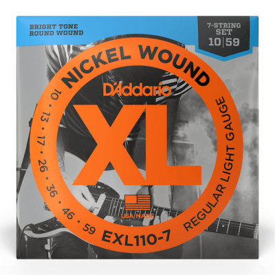 D'ADDARIO EXL110-7 XL NICKEL WOUND REGULAR LIGHT 7-STRING (10-59) струни для 7-ми струнної електрогітари